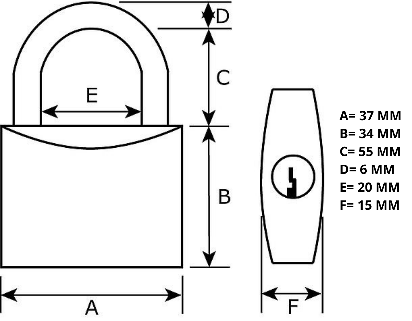 technische tekening 75 mm hangslot aanhangwagendirect.nl